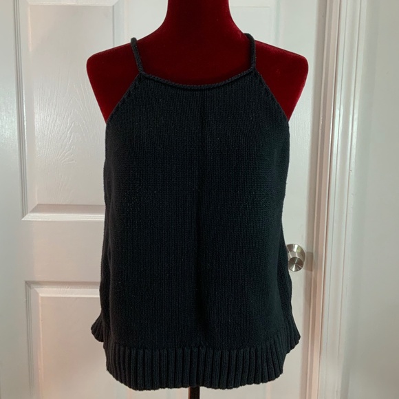 Banana Republic Black Sweater Sleeveless Cable Knit Cotton Tank Size XL - Picture 1 of 8